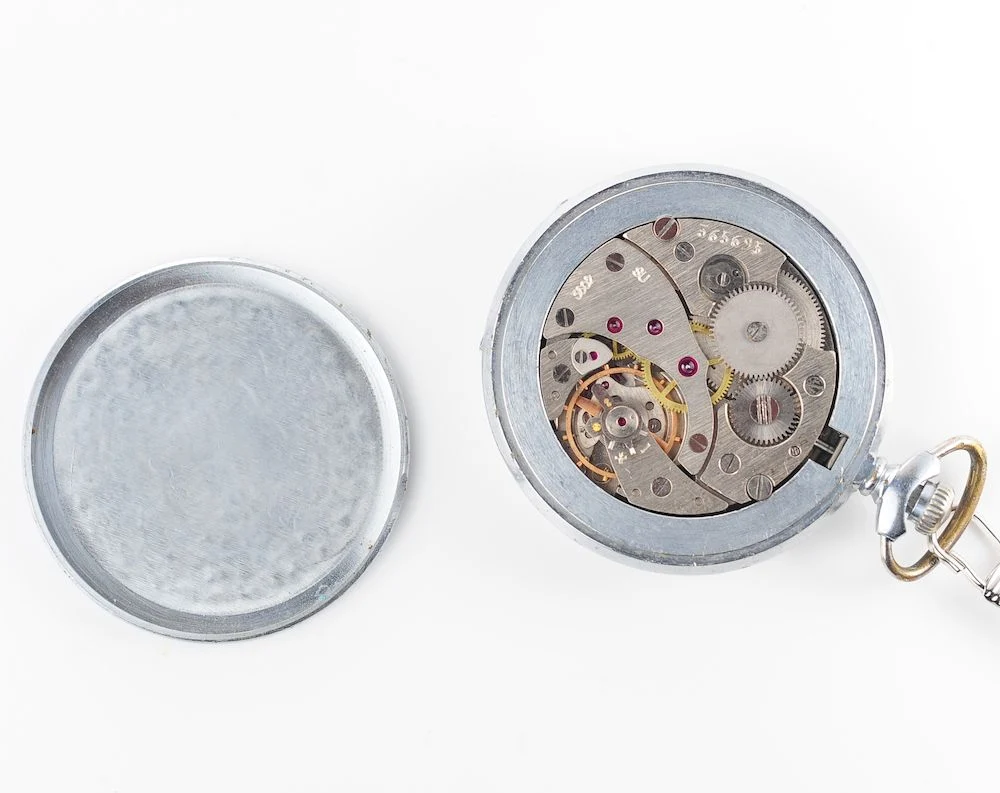 Mechanical Molnija Soviet pocket watch with red dial