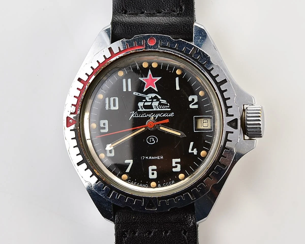 Vostok Komandirskie Tank mechanical wristwatch