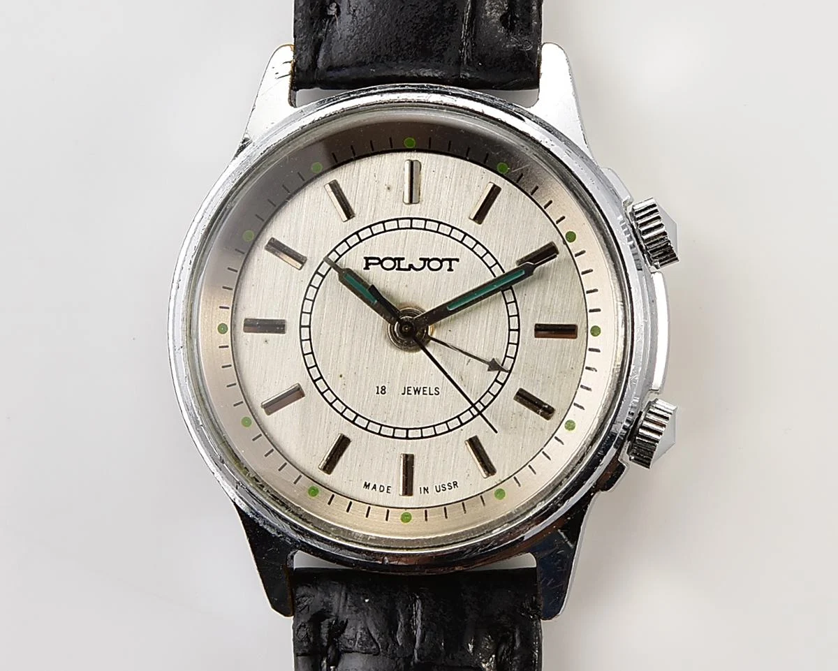 Soviet Poljot-cricket mechanical watch with alarm clock function
