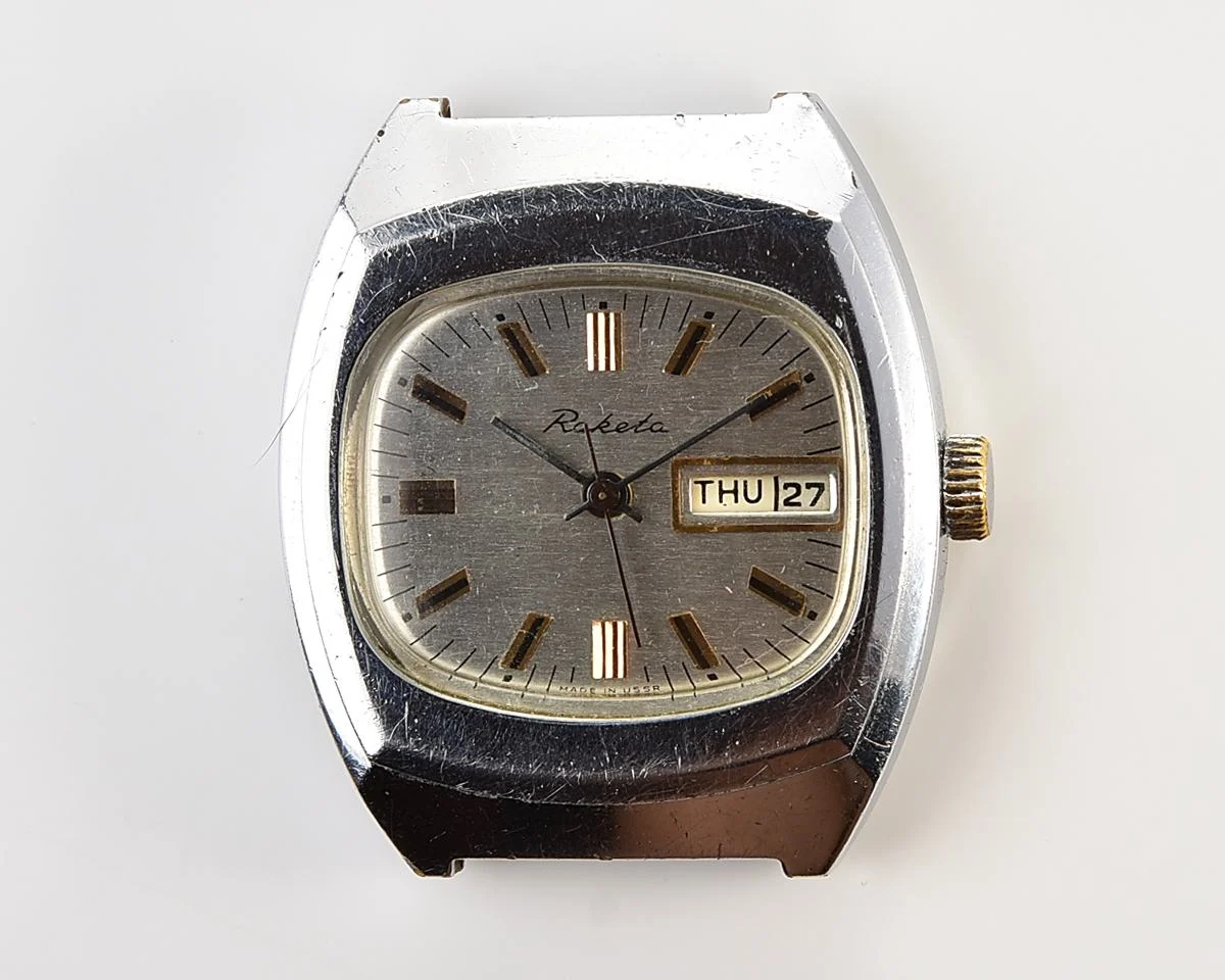 Raketa vintage Soviet mechanical wristwatch with double calendar