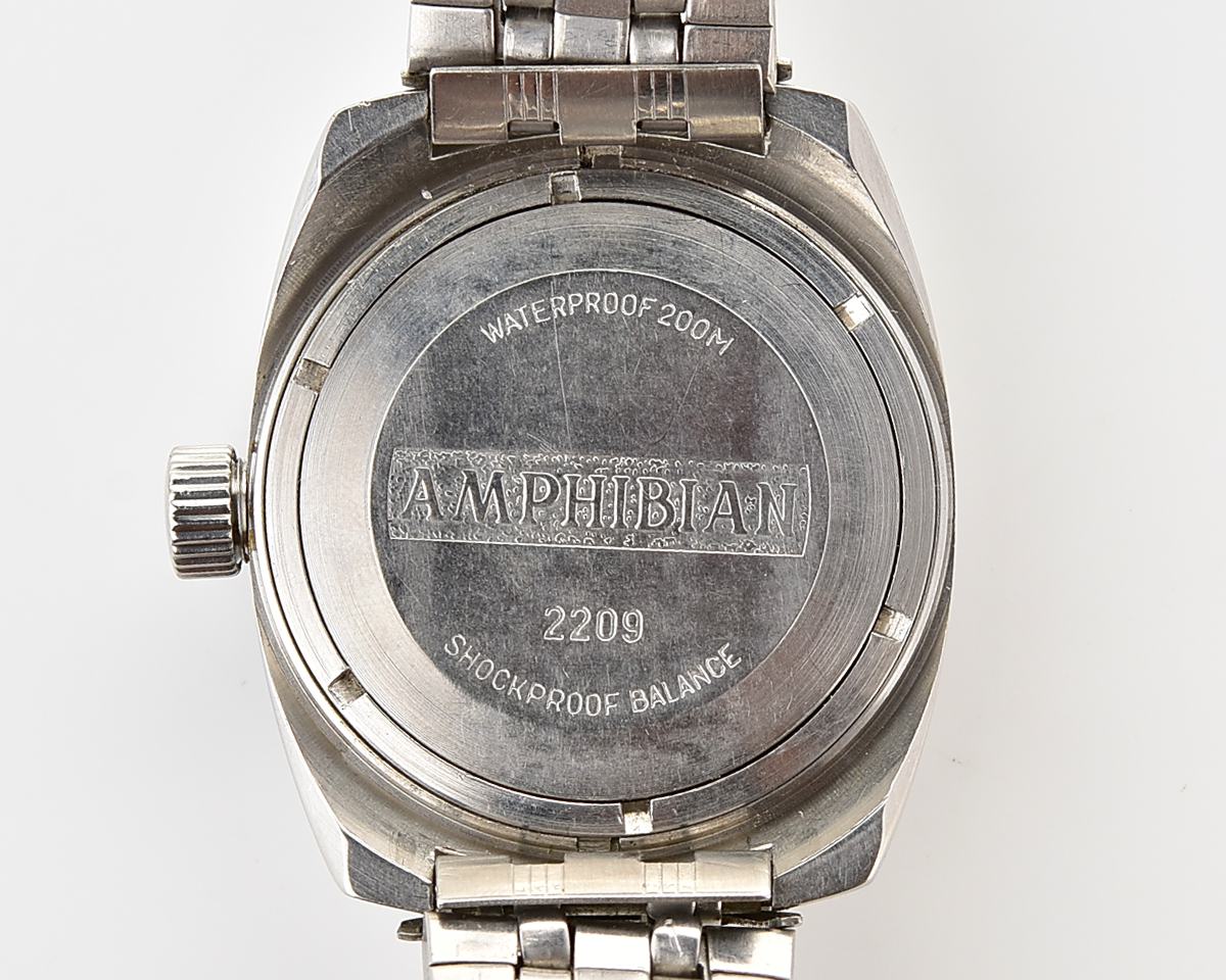 Soviet Vostok Amphibia watch, stainless steel tonneau case