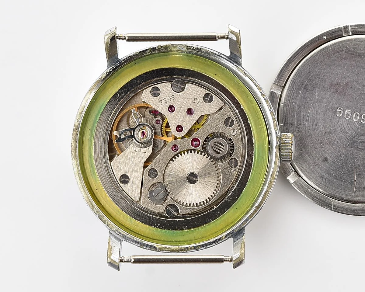 Soviet Vostok mechanical wristwatch with rare blue metallic duotone dial!
