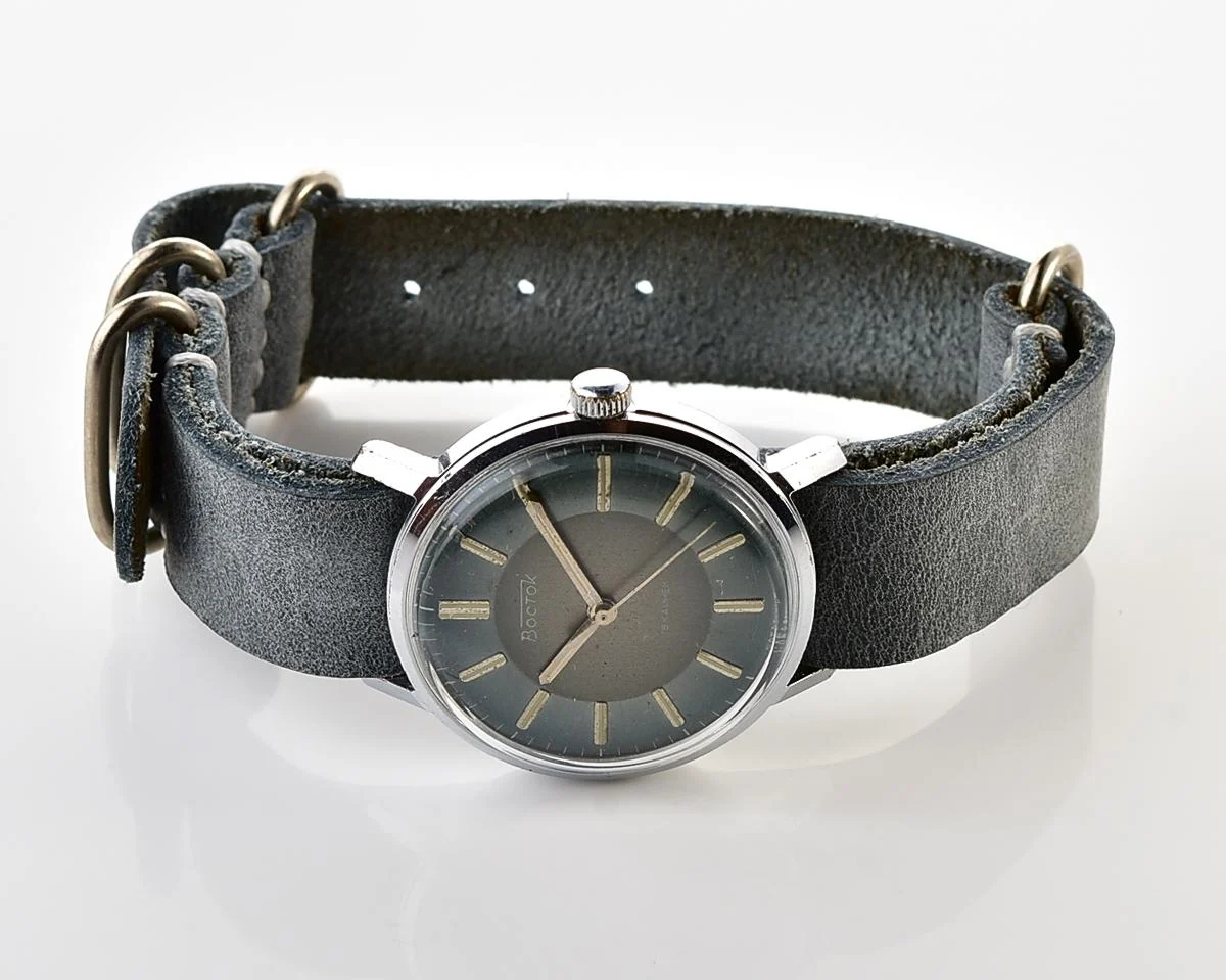 Soviet Vostok mechanical wristwatch with rare blue metallic duotone dial!