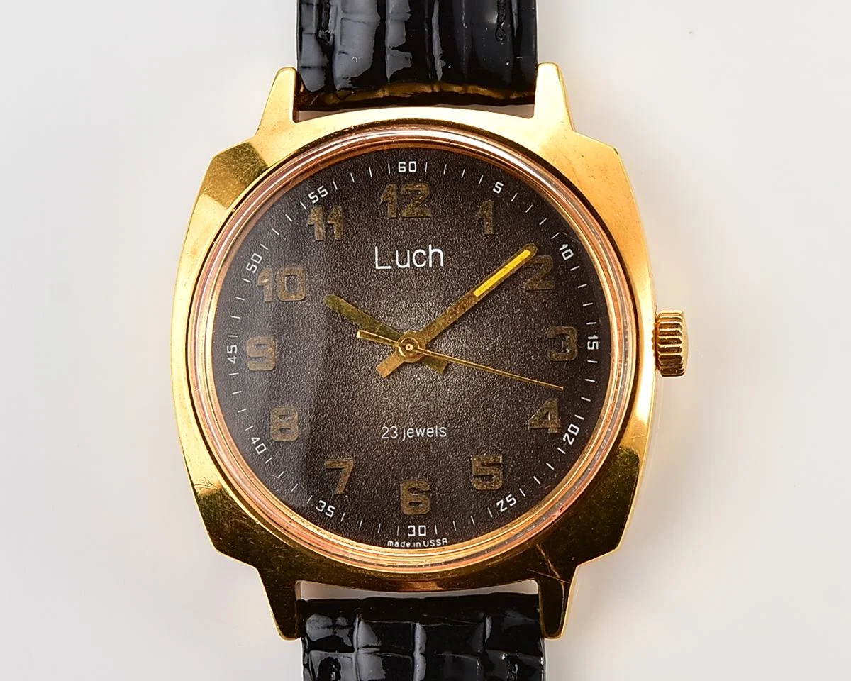 Large Luch Soviet vintage gold-plated wrist watch