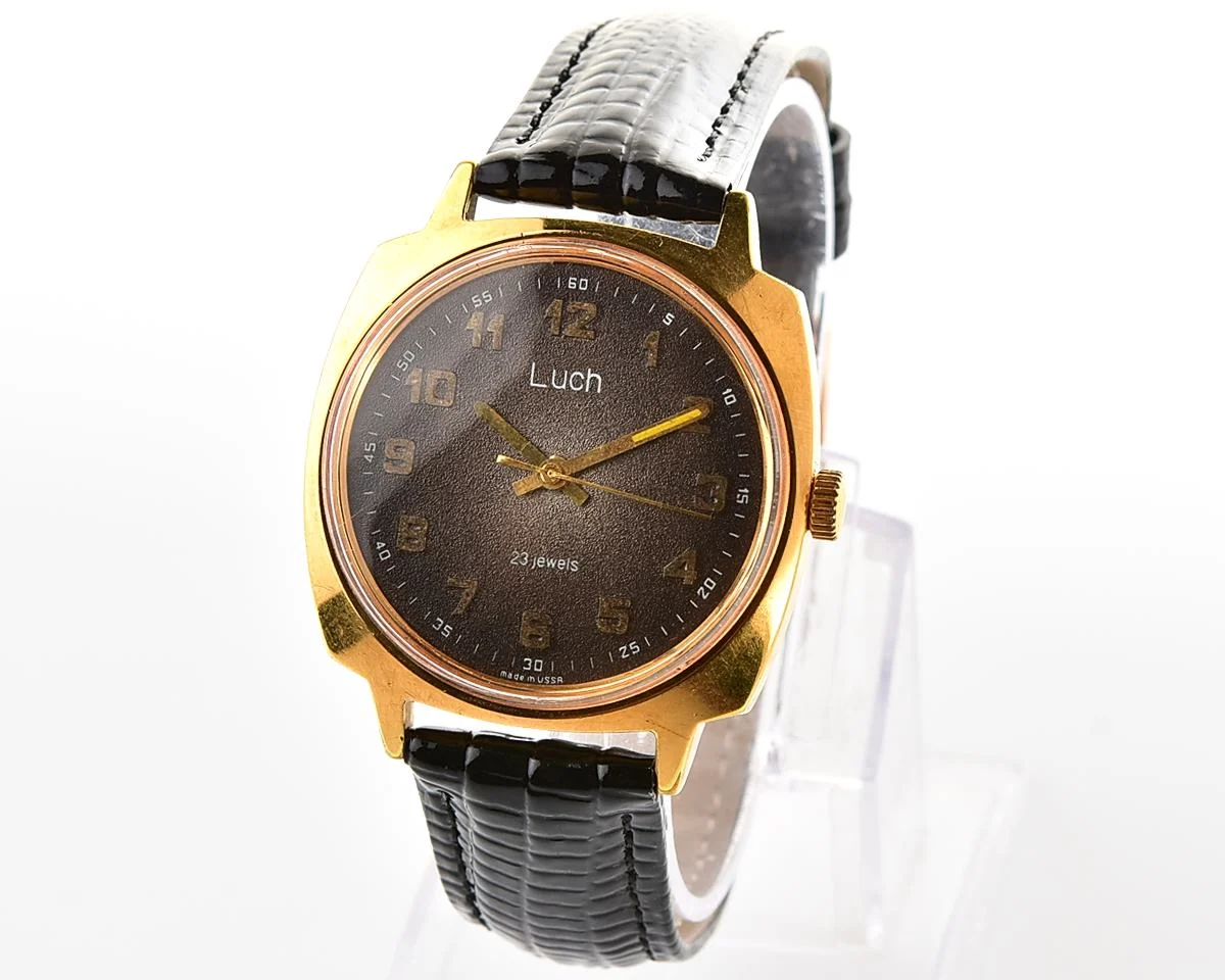 Large Luch Soviet vintage gold-plated wrist watch