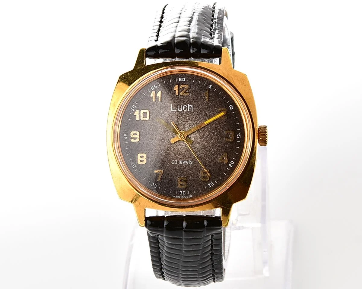 Large Luch Soviet vintage gold-plated wrist watch
