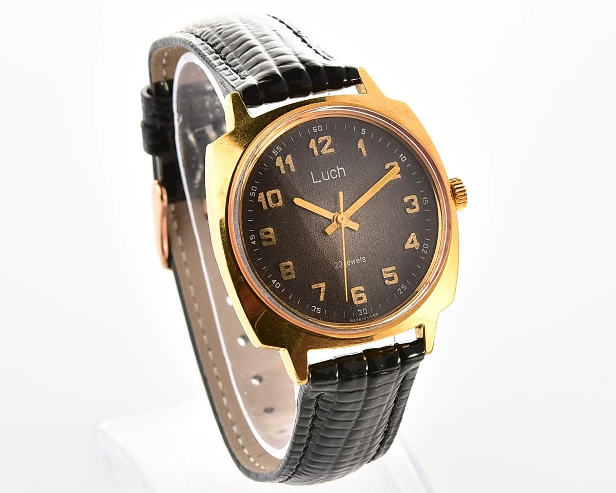 Large Luch Soviet vintage gold-plated wrist watch