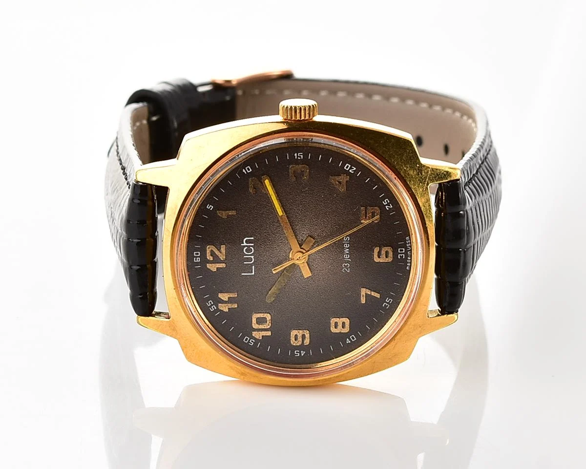 Large Luch Soviet vintage gold-plated wrist watch