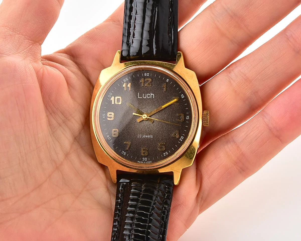 Large Luch Soviet vintage gold-plated wrist watch