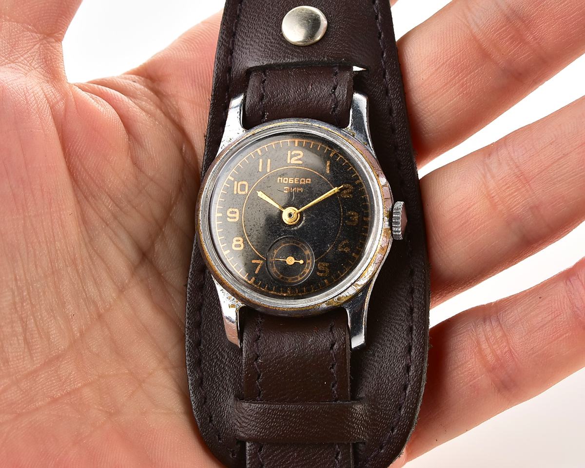 Vintage soviet mechanical watch POBEDA ZIM from the 1950s