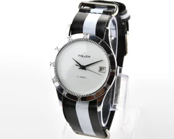 Vintage Soviet Poljot 17 jewels mechanical watch with white dial, date & Roman numeral bezel