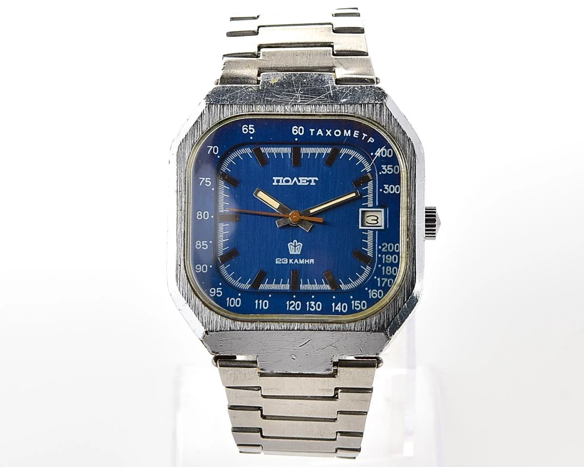 Poljot Tachometer vintage Soviet watch with automatic mechanical movement