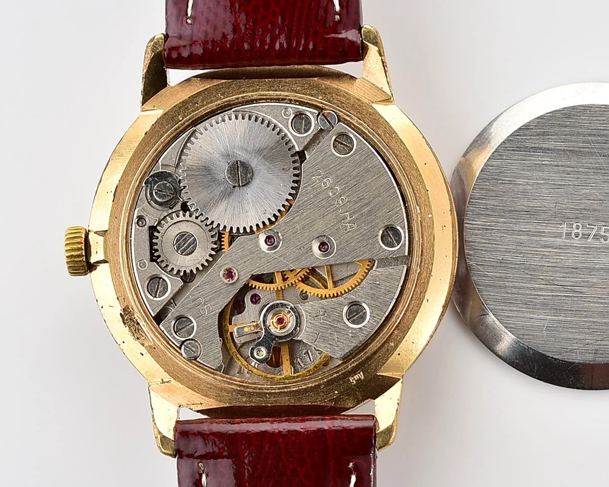 Excellent vintage Soviet gold-plated mechanical Raketa "jeans" wristwatch