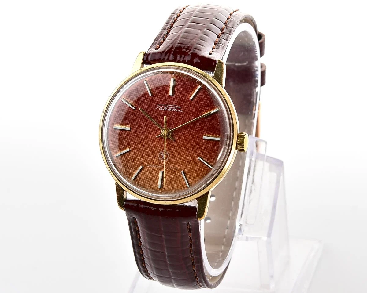 Excellent vintage Soviet gold-plated mechanical Raketa "jeans" wristwatch