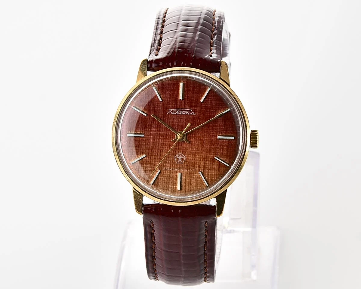 Excellent vintage Soviet gold-plated mechanical Raketa "jeans" wristwatch