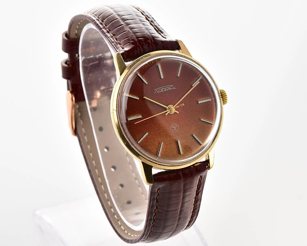 Excellent vintage Soviet gold-plated mechanical Raketa "jeans" wristwatch