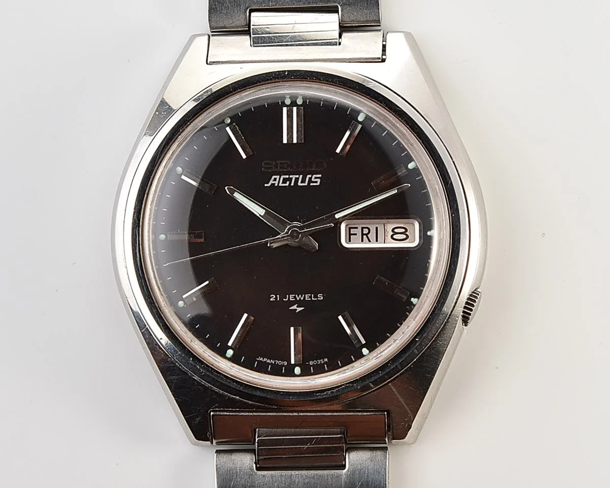 Seiko Actus Automatic 7019-8010 with "No-5" Black Dial, from February 1972