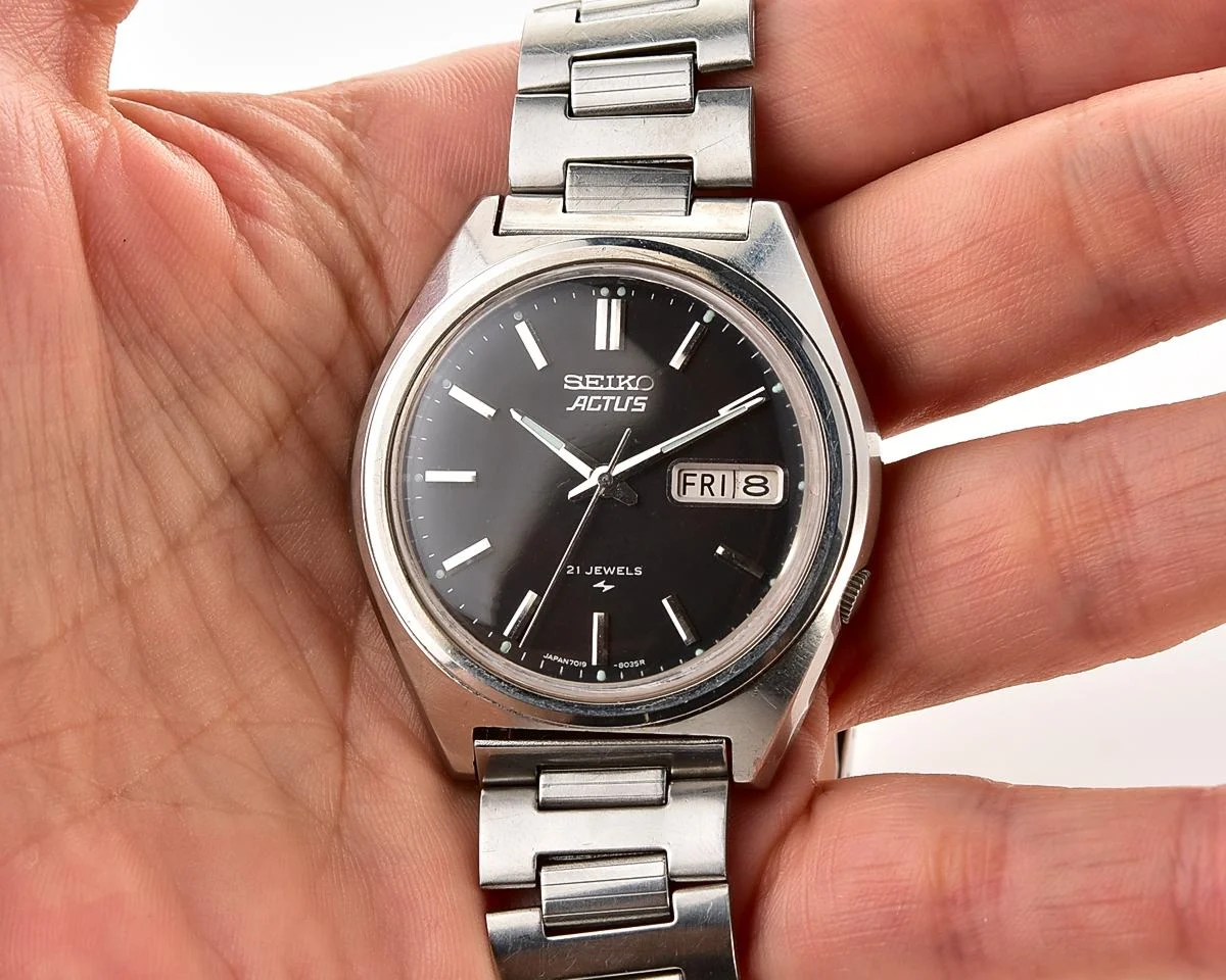 Seiko Actus Automatic 7019-8010 with "No-5" Black Dial, from February 1972