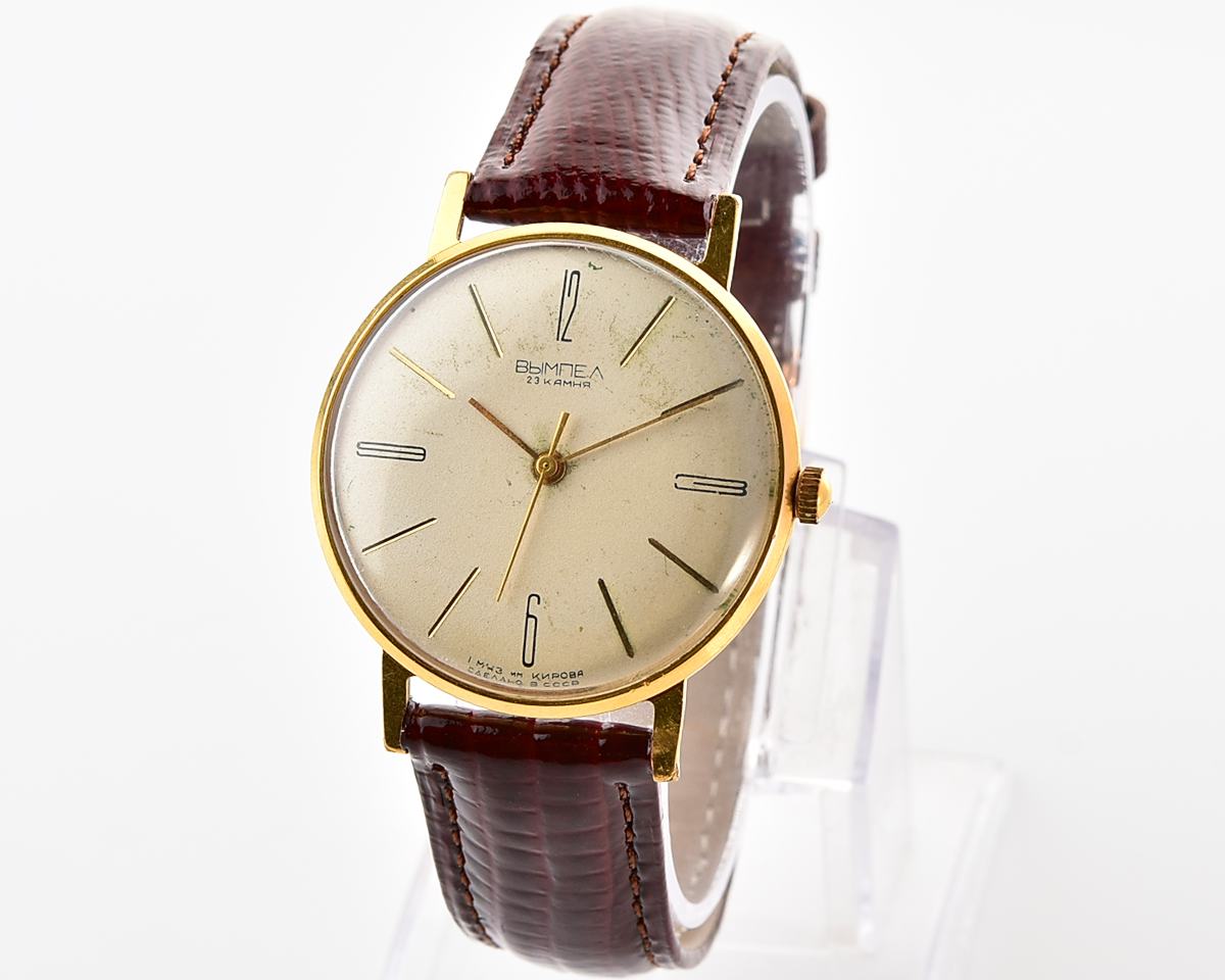 Vympel gold-plated vintage mechanical wristwatch, the 1st Moskow Watch Factory