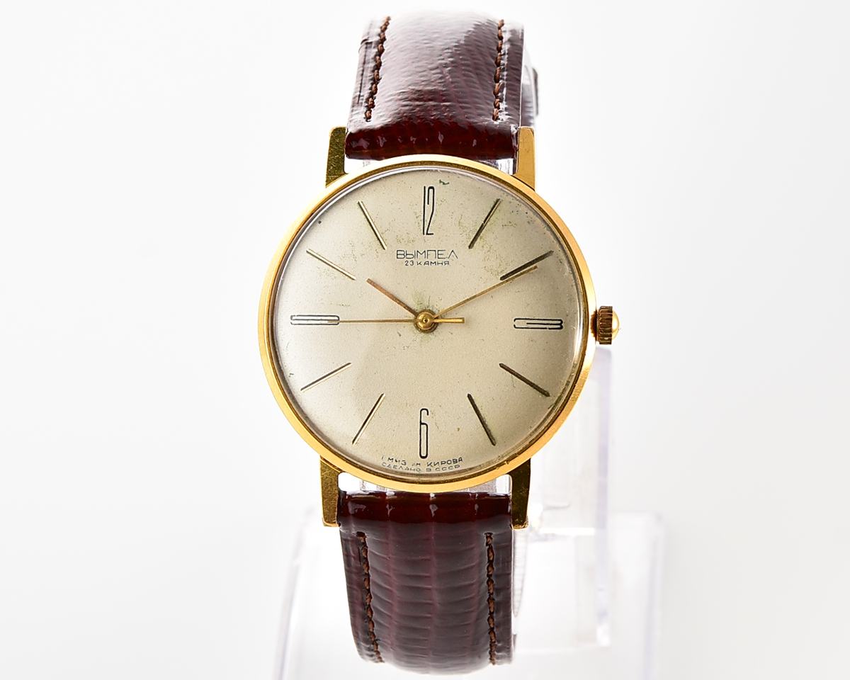 Vympel gold-plated vintage mechanical wristwatch, the 1st Moskow Watch Factory