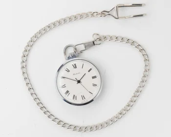 Mechanical Raketa Soviet pocket (or pendant) watch with roman numerals