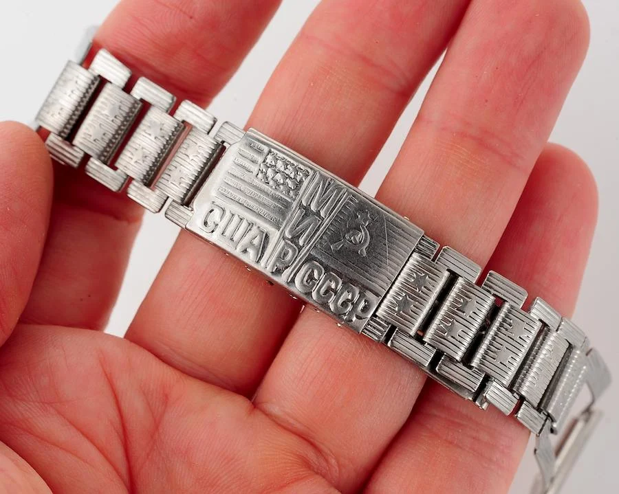 Vintage steel watch bracelet - USA & Soviet Union friendship