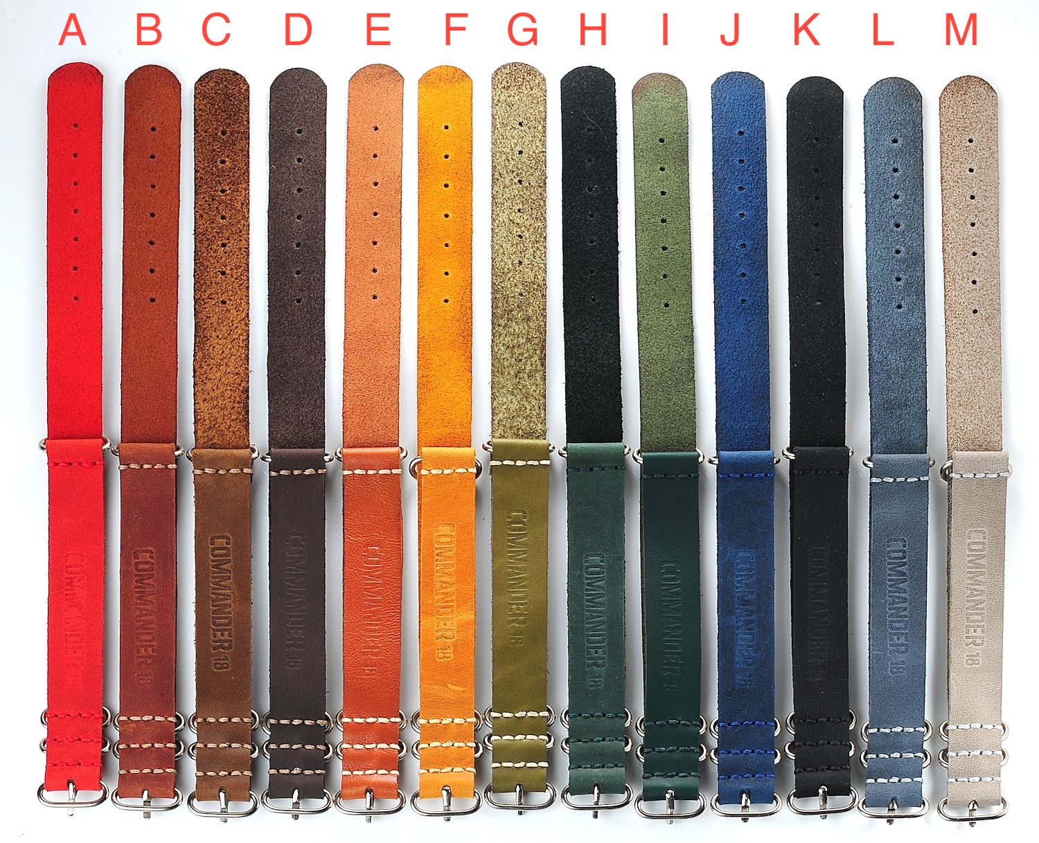 NATO COMMANDER® version 2: genuine leather straps in 13 shades - hand stitched!