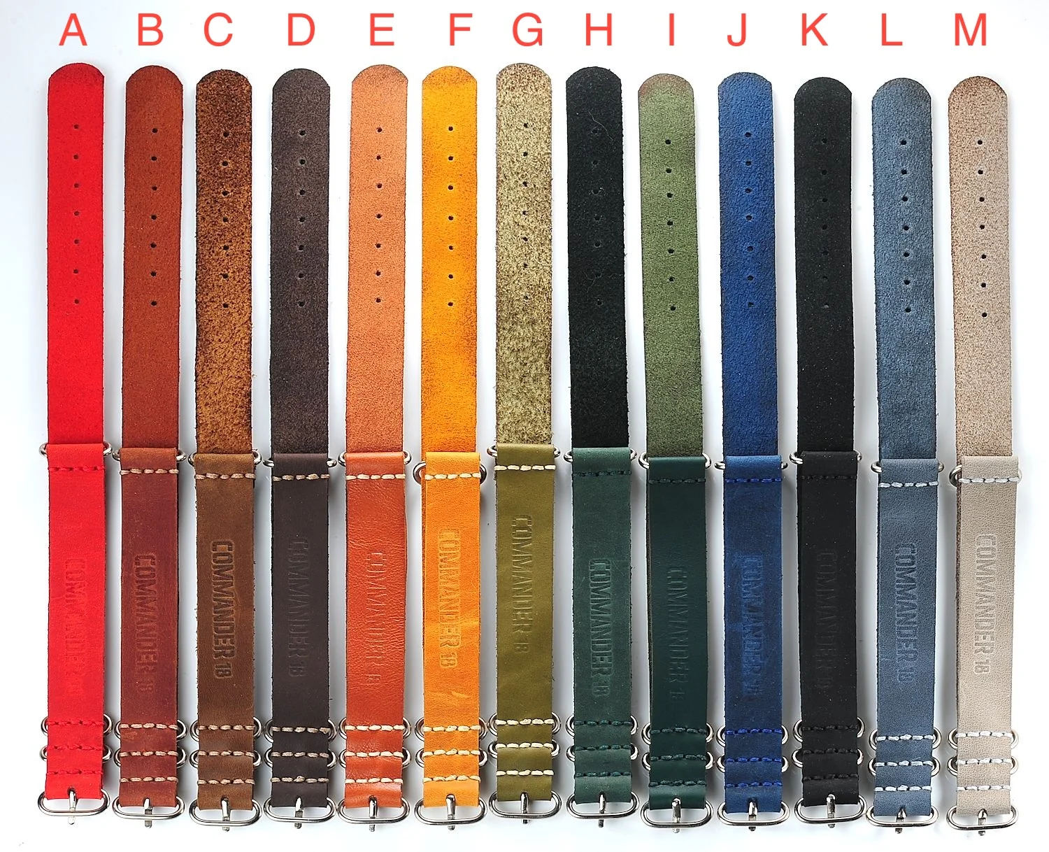 NATO Commander® version 2: genuine leather straps in 13 shades - hand stitched!