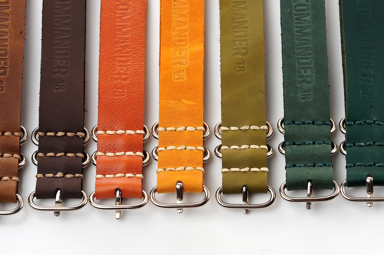 NATO COMMANDER® version 2: genuine leather straps in 13 shades - hand stitched!