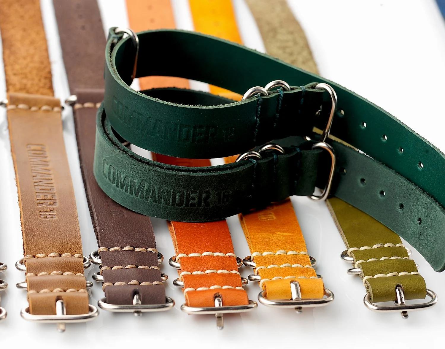 NATO Commander® version 2: genuine leather straps in 13 shades - hand stitched!