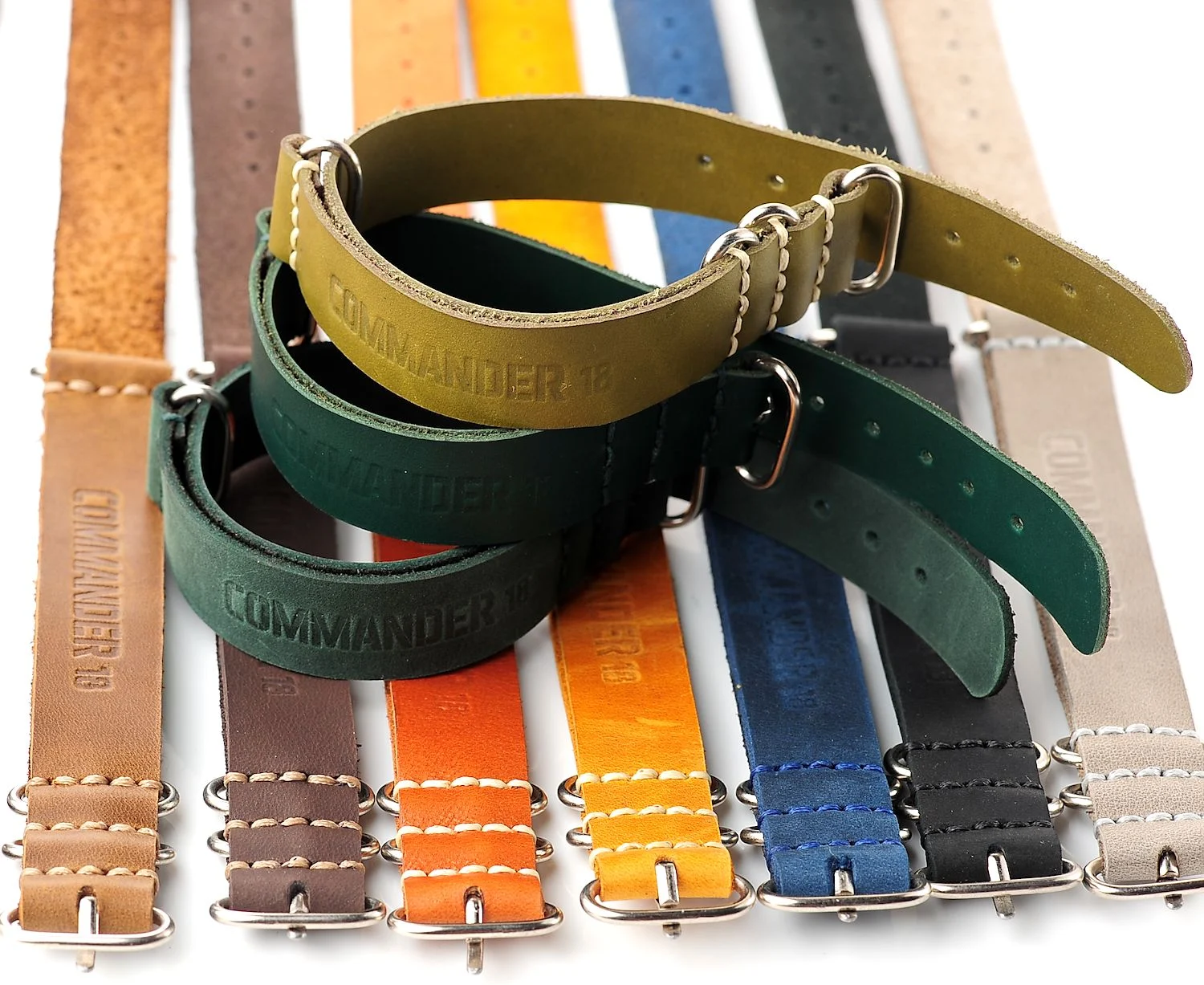 NATO Commander® version 2: genuine leather straps in 13 shades - hand stitched!