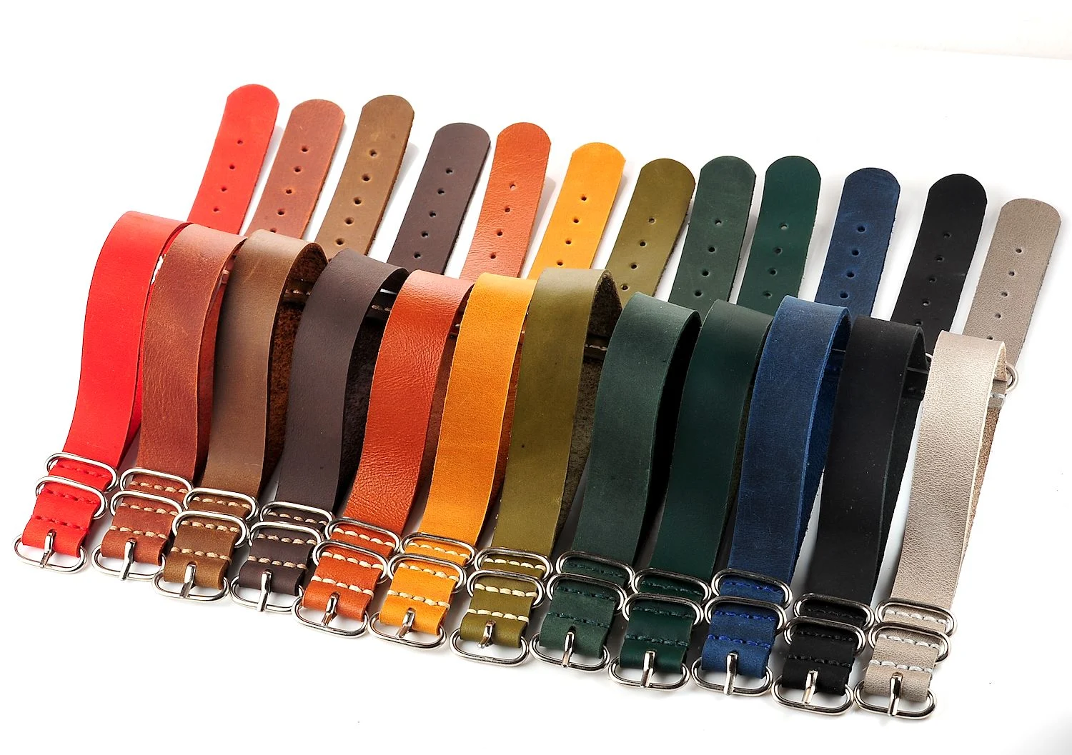 NATO Commander® version 2: genuine leather straps in 13 shades - hand stitched!