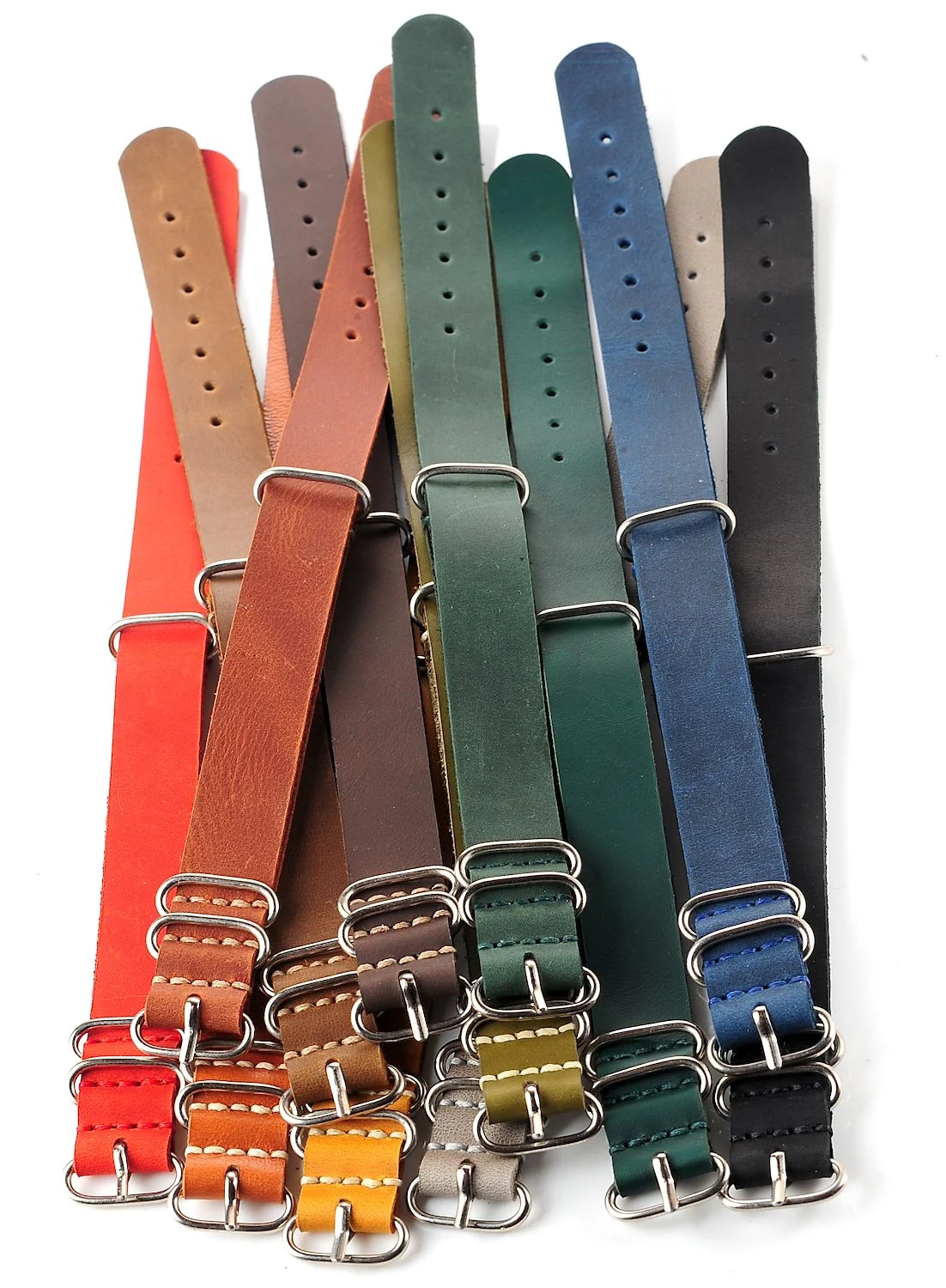NATO Commander® version 2: genuine leather straps in 13 shades - hand stitched!