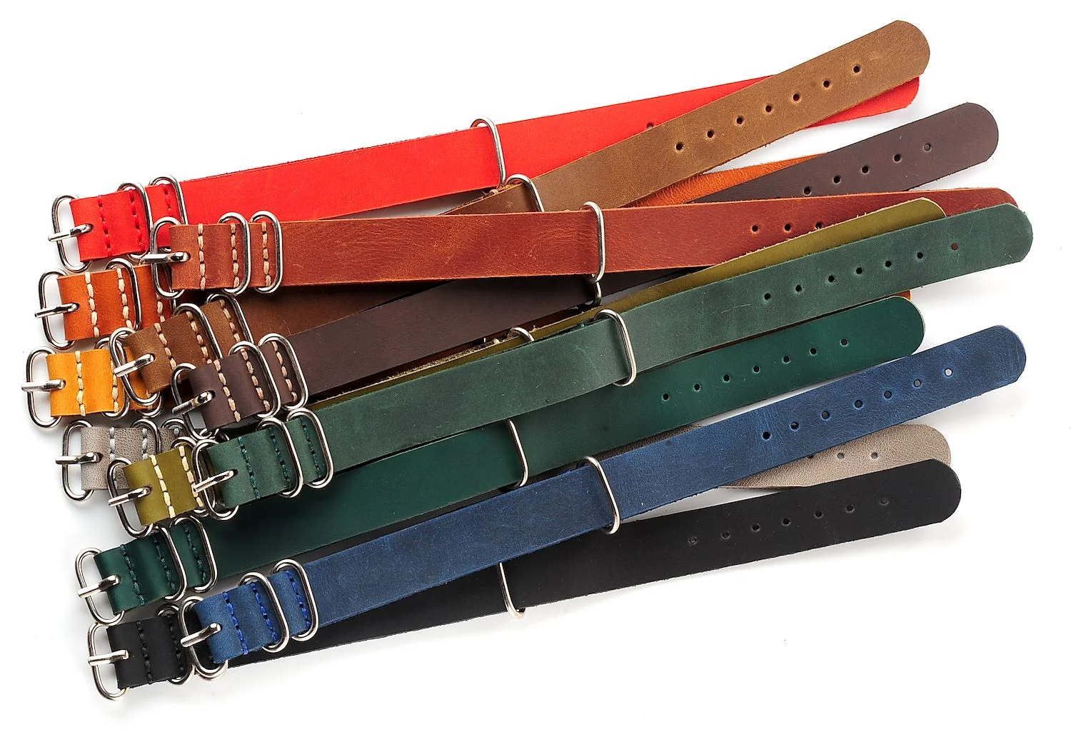 NATO Commander® version 2: genuine leather straps in 13 shades - hand stitched!