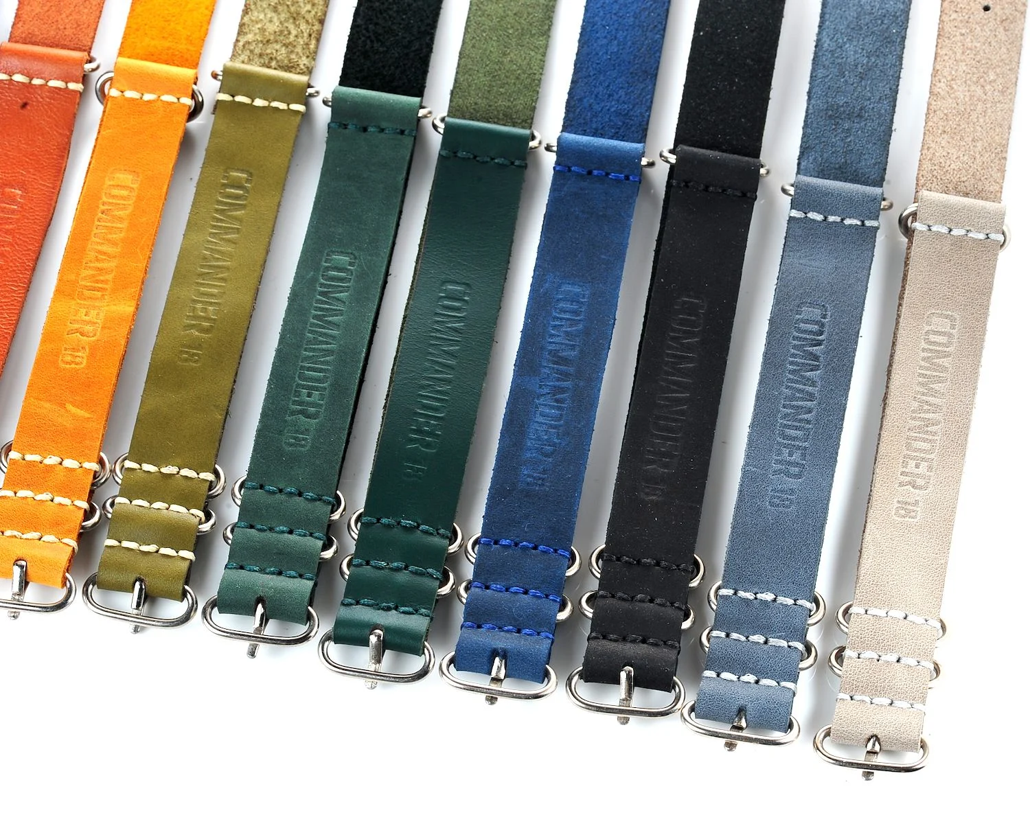 NATO Commander® version 2: genuine leather straps in 13 shades - hand stitched!