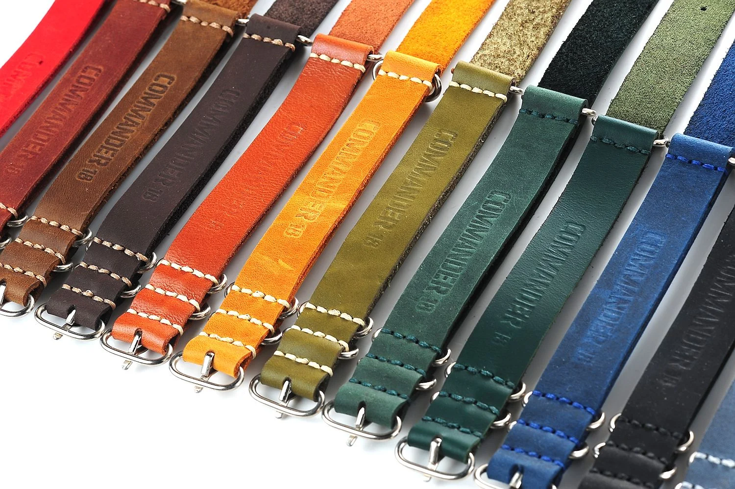 NATO Commander® version 2: genuine leather straps in 13 shades - hand stitched!