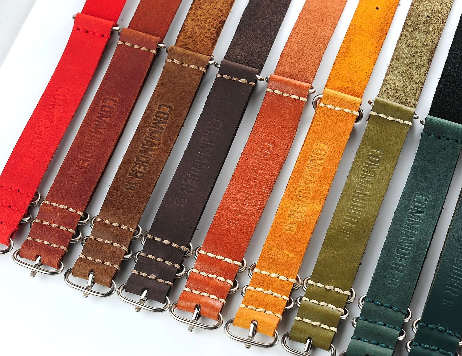 NATO Commander® version 2: genuine leather straps in 13 shades - hand stitched!