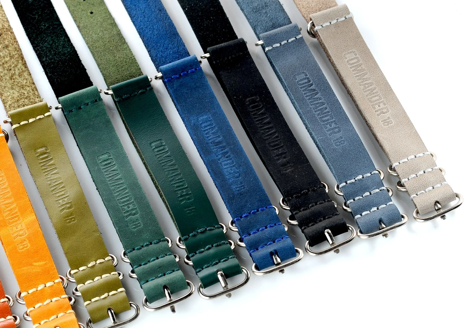 NATO Commander® version 2: genuine leather straps in 13 shades - hand stitched!