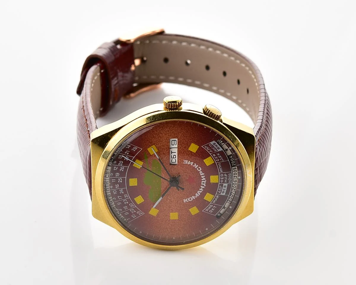 Soviet Raketa-Komandirskie gold-plated perpetual calendar mechanical watch