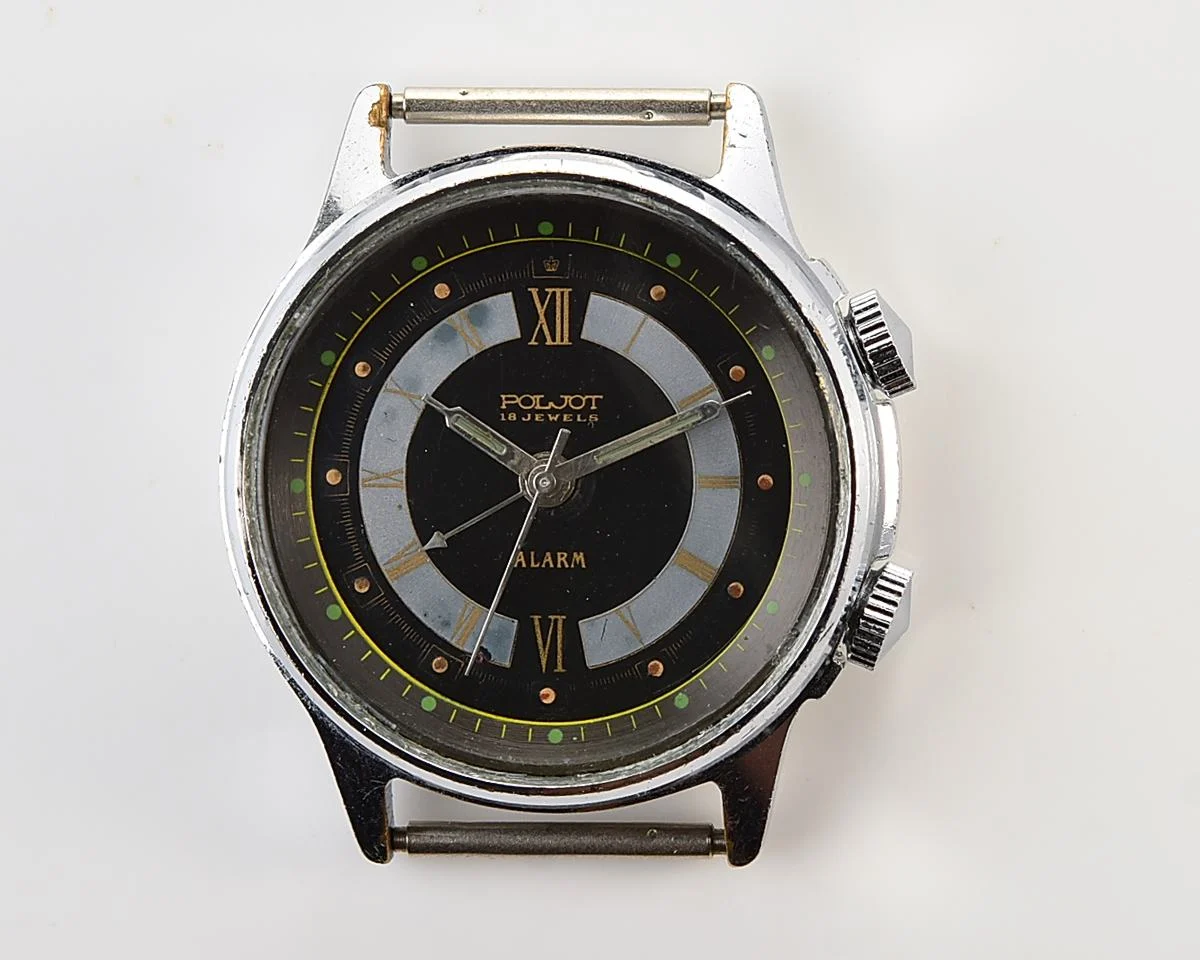 Soviet Poljot mechanical watch with alarm clock function