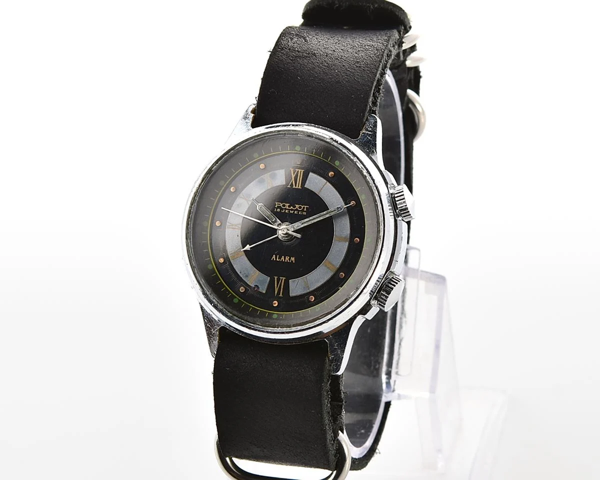 Soviet Poljot mechanical watch with alarm clock function