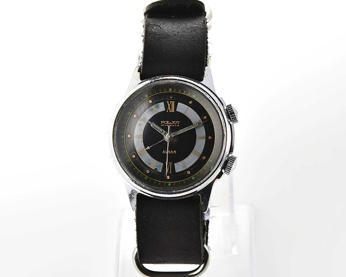 Soviet Poljot mechanical watch with alarm clock function