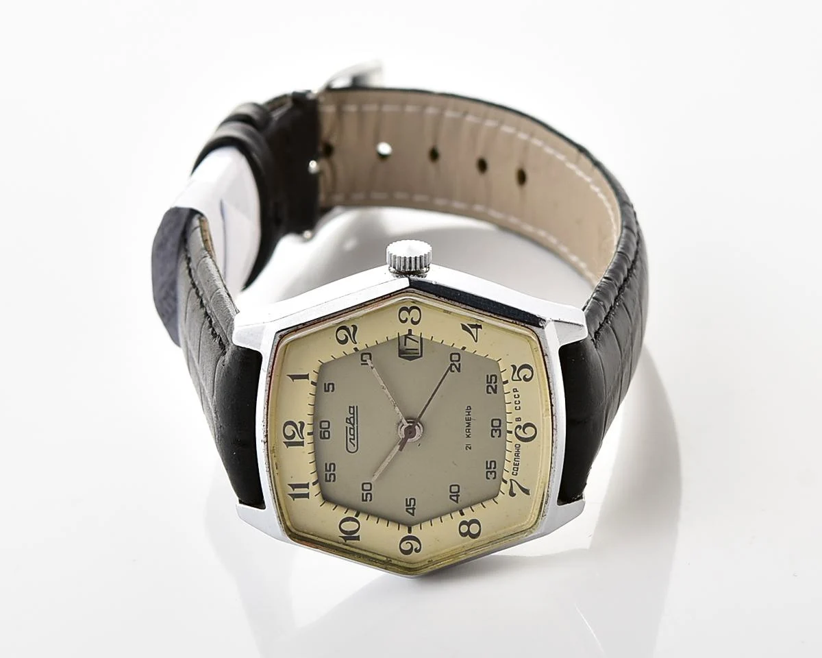 Hexagonal Slava Soviet mechanical vintage watch