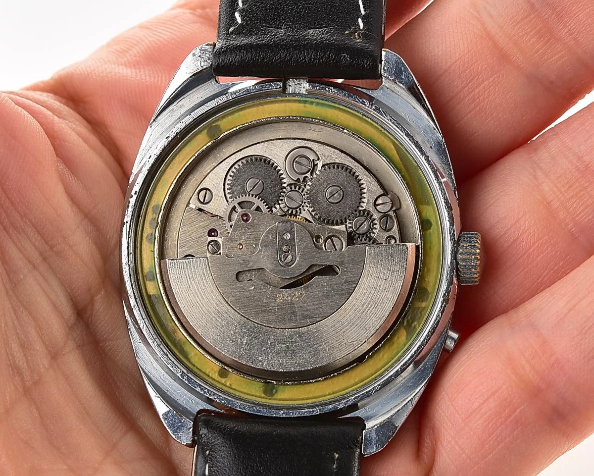 Slava Soviet mechanical vintage watch with automatic self-winding movement