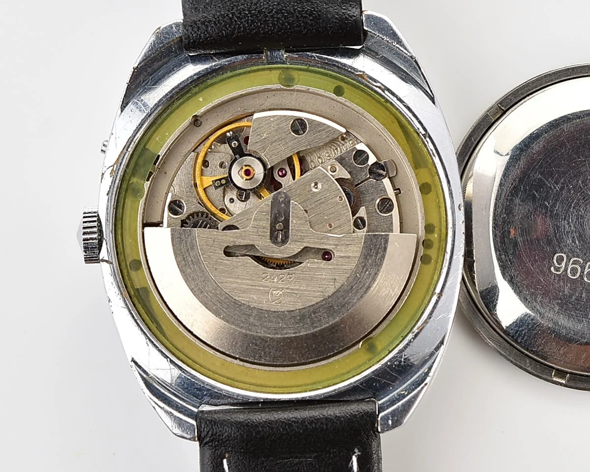 Slava Soviet mechanical vintage watch with automatic self-winding movement