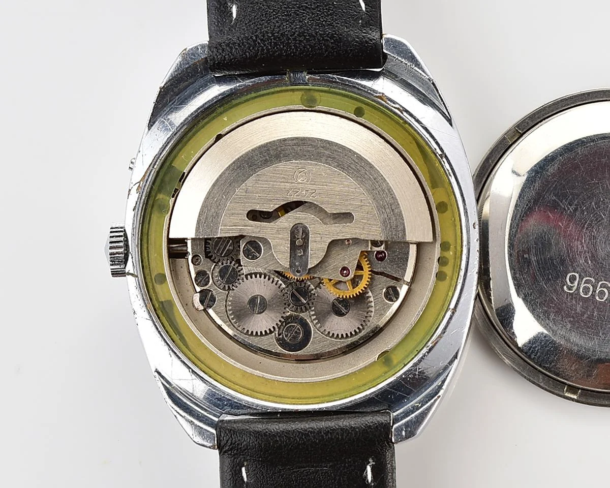 Slava Soviet mechanical vintage watch with automatic self-winding movement