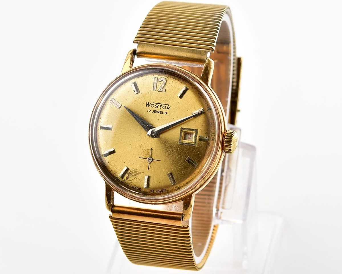 Vintage Soviet Wostok (Vostok) mechanical gold-plated wristwatch