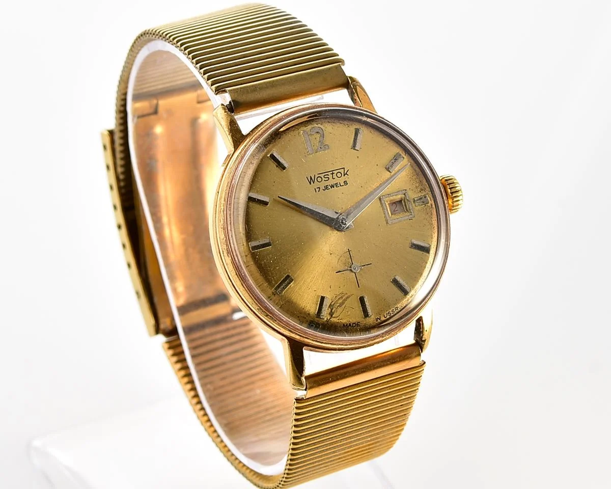 Vintage Soviet Wostok (Vostok) mechanical gold-plated wristwatch