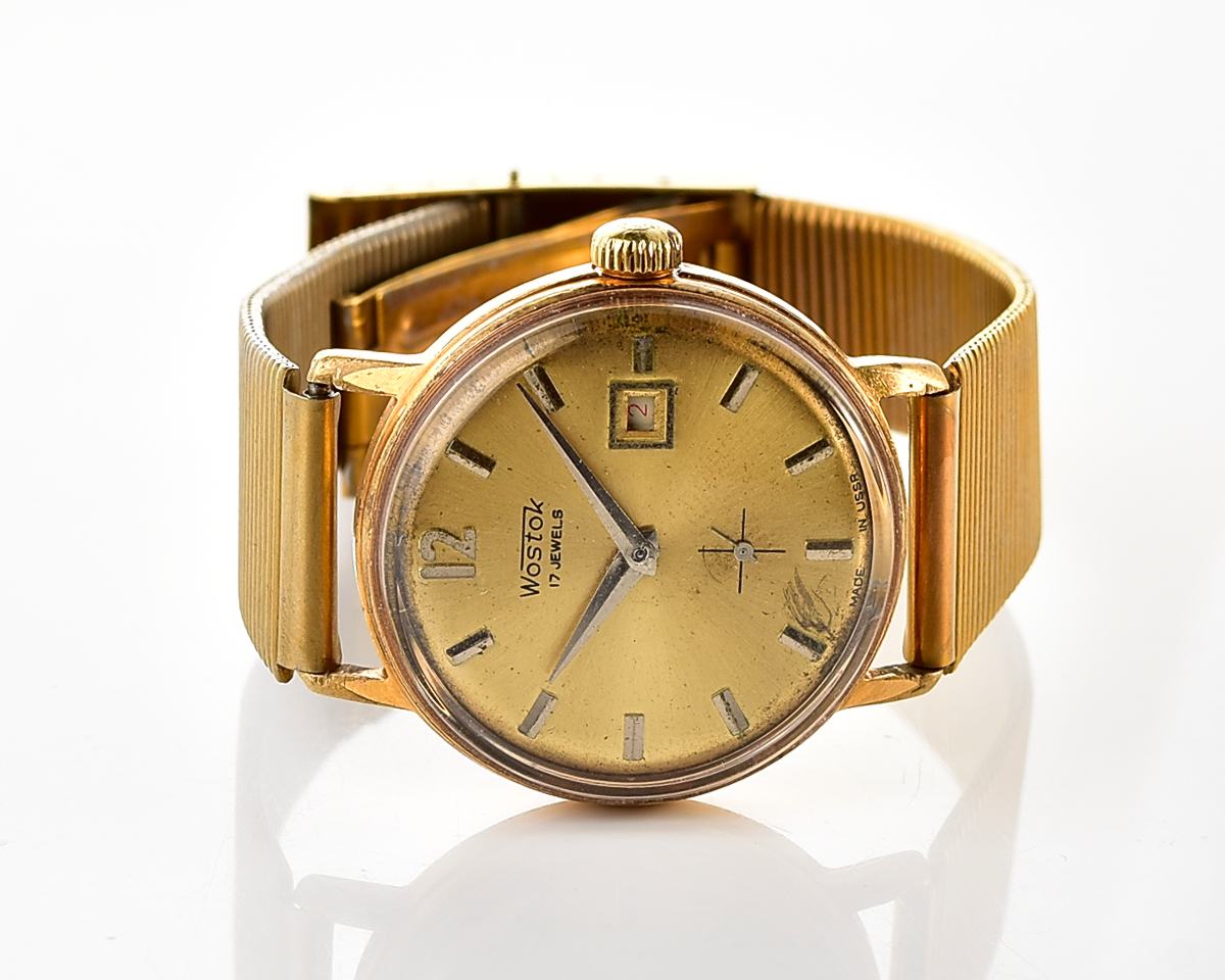Vintage soviet Wostok (Vostok) mechanical gold-plated wristwatch