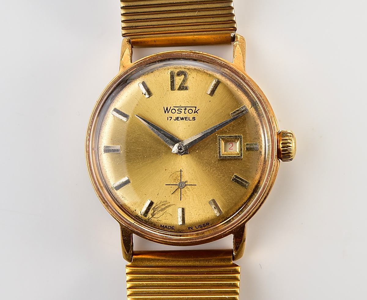 Vintage soviet Wostok (Vostok) mechanical gold-plated wristwatch